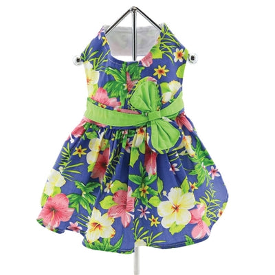 Blue Lagoon Hawaiian Hibiscus Dress w/ Leash