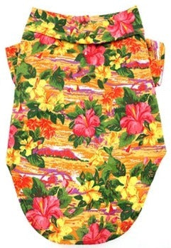 Hawaiian Camp Shirt - Sunset Hibiscus