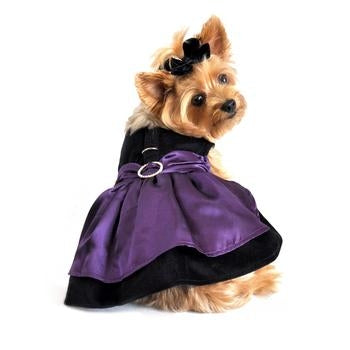 [Clearance] Velvet Black and Purple Satin Dress w/Leash