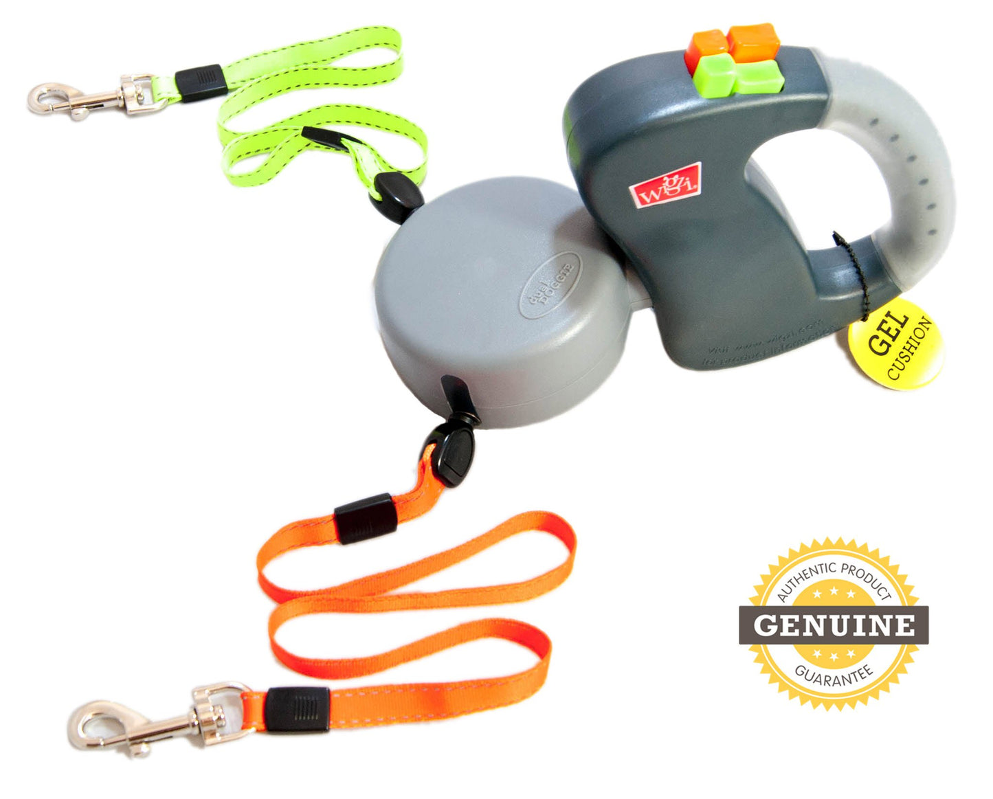 Dual Doggie Gel Handle Two Dog Retractable Dog Leash