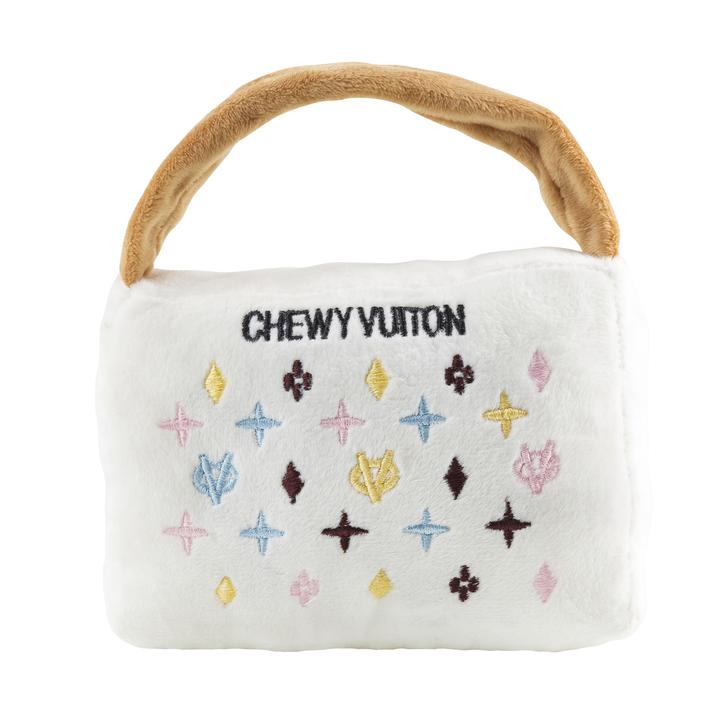 White Chewy Vuiton Purse Toy