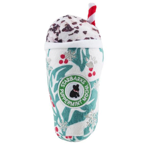 Starbarks Puppermint Mocha - Holly Print Cup Dog Toy