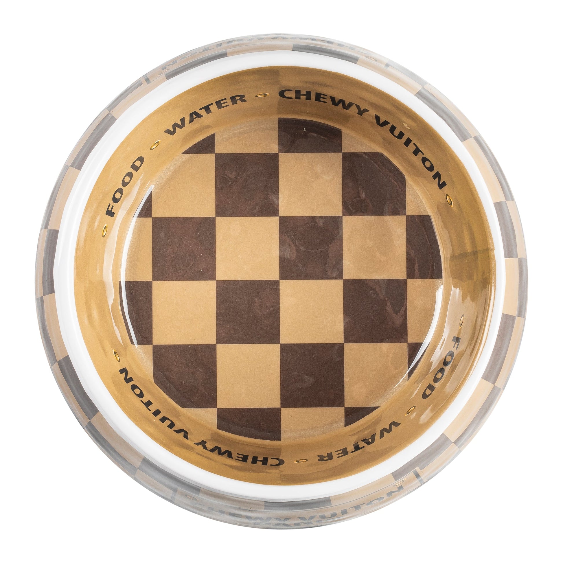 Checker Chewy Vuiton Bowl - 3 Sizes – Petshion Boutique