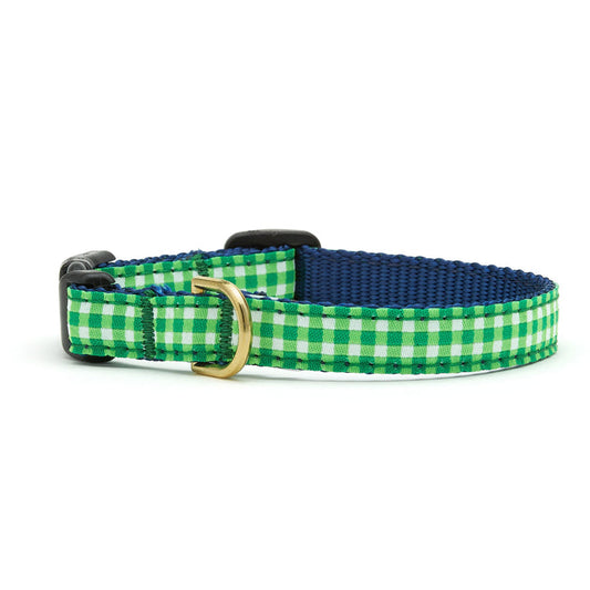 Lime Gingham Small Breed Dog Collar