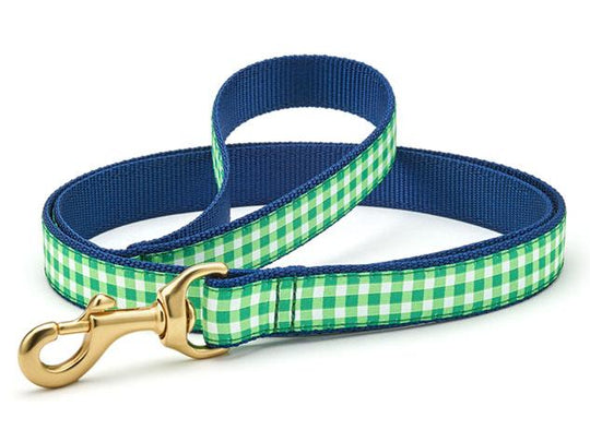 Lime Gingham Dog Lead