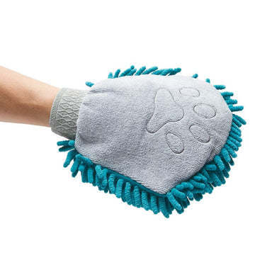 Microfiber Grooming Mitt, Blue