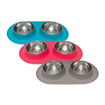Double Silicone Feeder with Stainless Bowls