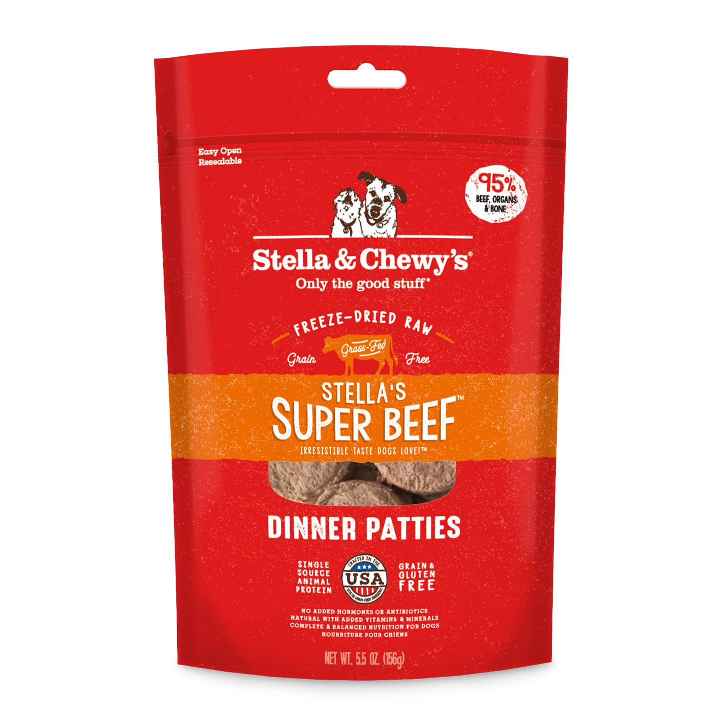Stella&Chewy's Dog Food - Super Beef Freeze-Dried Raw Dinner Patties