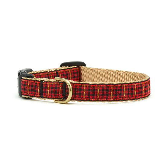 New Red Plaid Small Breed Dog Collar