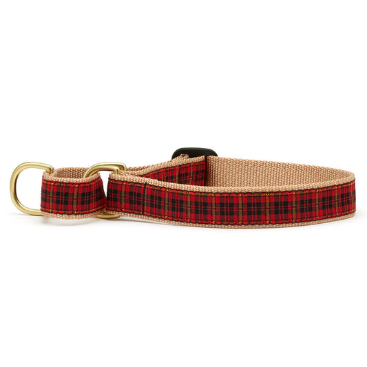 New Red Plaid Martingale Dog Collar