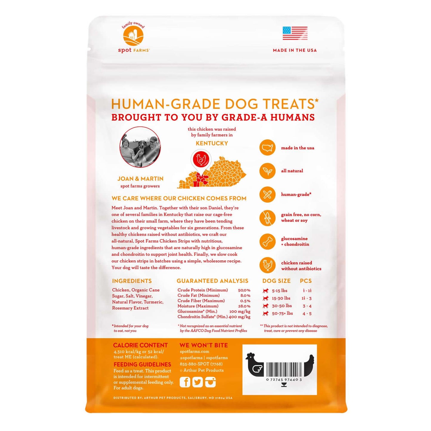 [Treats on sale 30%] Spot Farms Chicken Strip with Glucosamine & Chondroitin 12.5oz