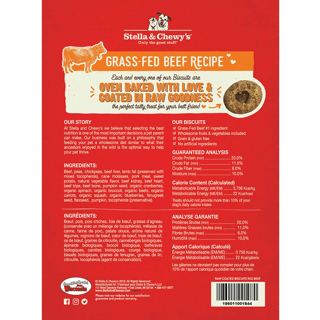 Stella&Chewy's Grass-Fed Beef Raw Coated Biscuits