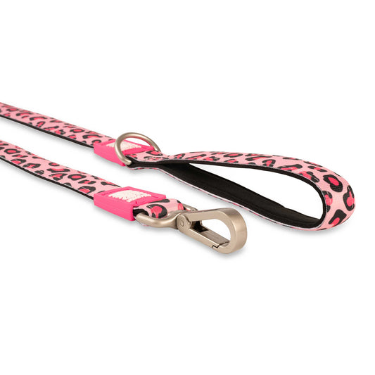 Classic Neoprene Dog Leash - Leopard Pink