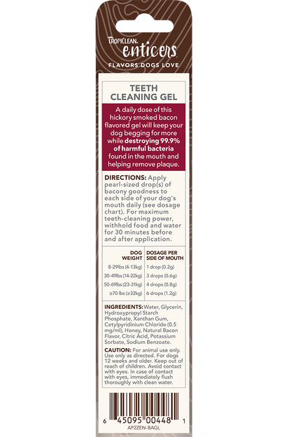 TropiClean Enticers Teeth Cleaning Gel – Hickory Smoked Bacon Flavor 2oz