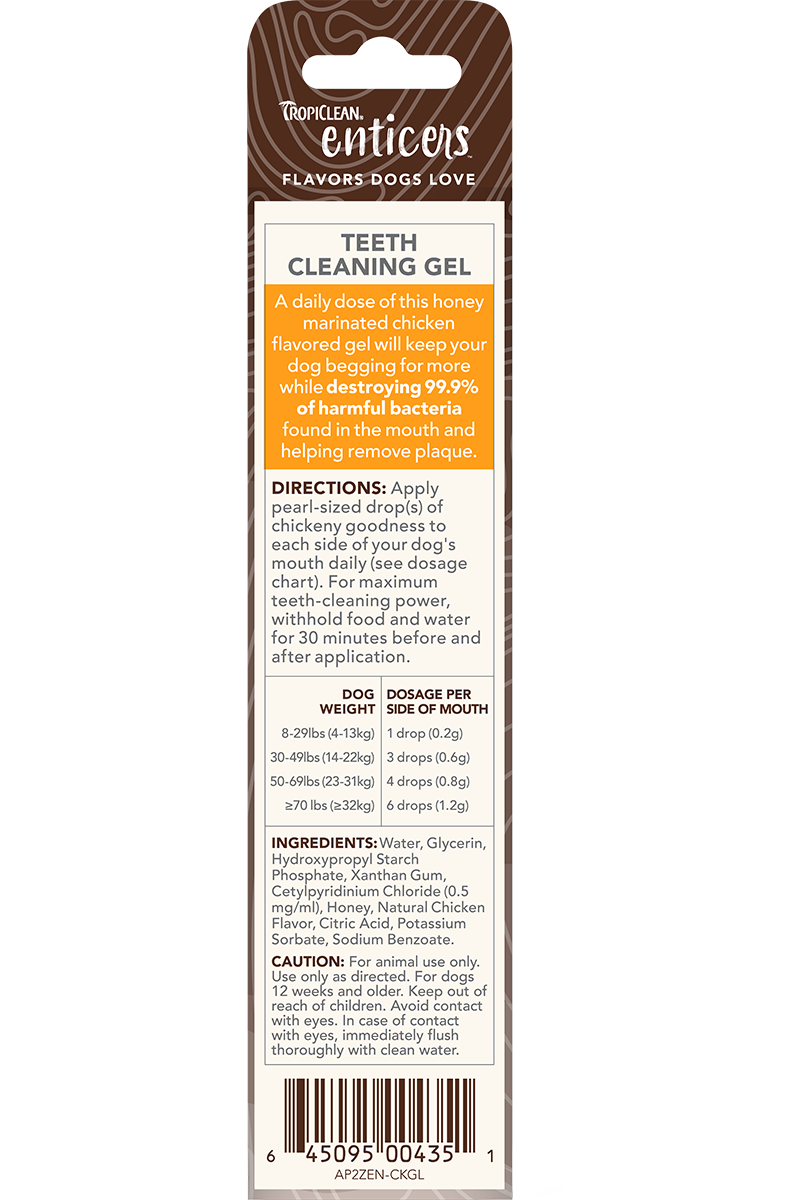 TropiClean Enticers Teeth Cleaning Gel – Honey Marinated Chicken Flavor 2oz