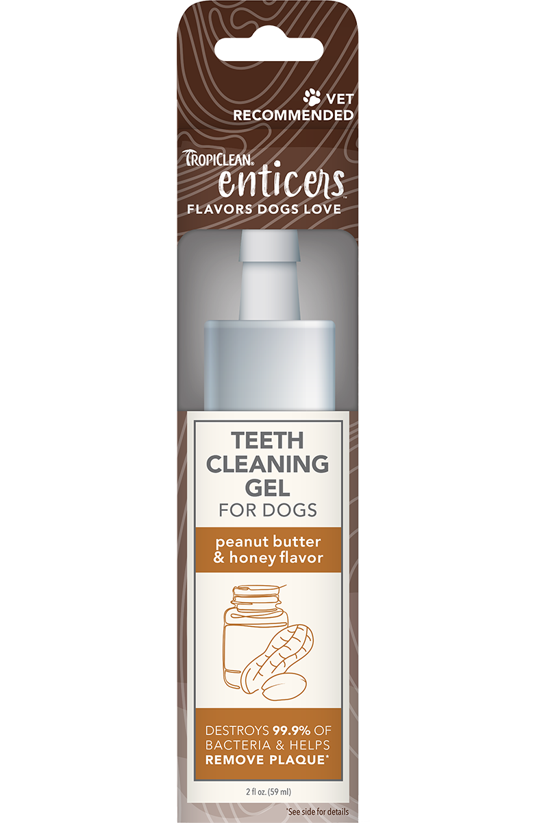 TropiClean Enticers Teeth Cleaning Gel – Peanut Butter & Honey Flavor 2oz