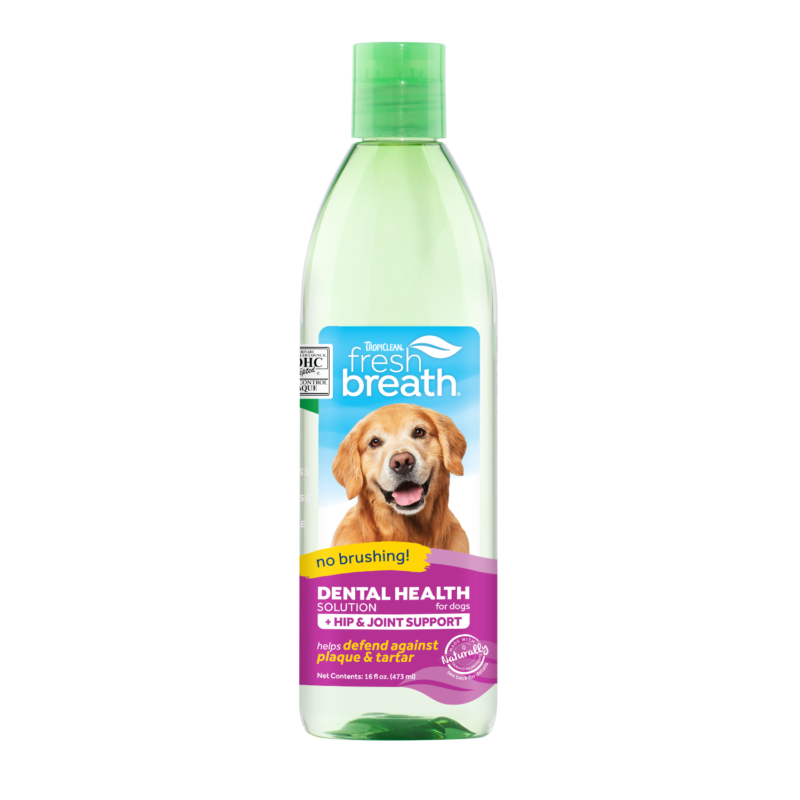 TropiClean Fresh Breath Dental Health Solution Plus Hip and Joint for Dogs