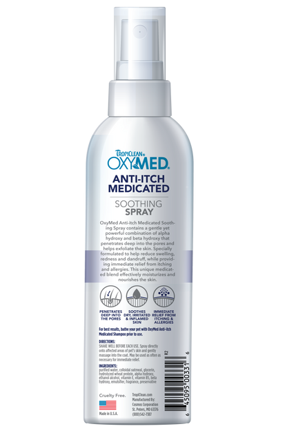 TropiClean OxyMed Anti-Itch Medicated Spray for Dogs and Cats
