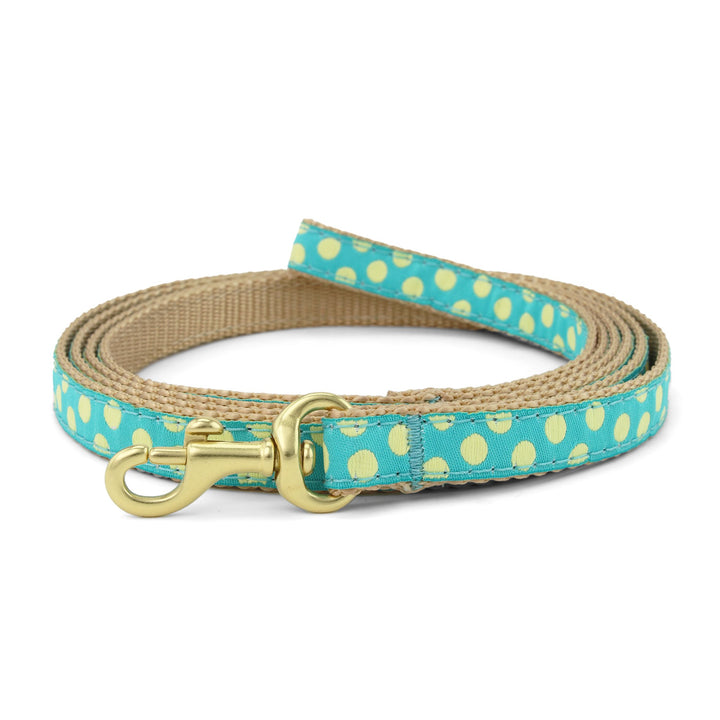 Teal and Yellow Dot Small Breed Dog Lead