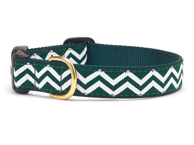 Chevron Green & White Dog Collar