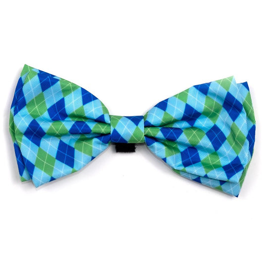 Preppy Argyle Blue Bow Tie