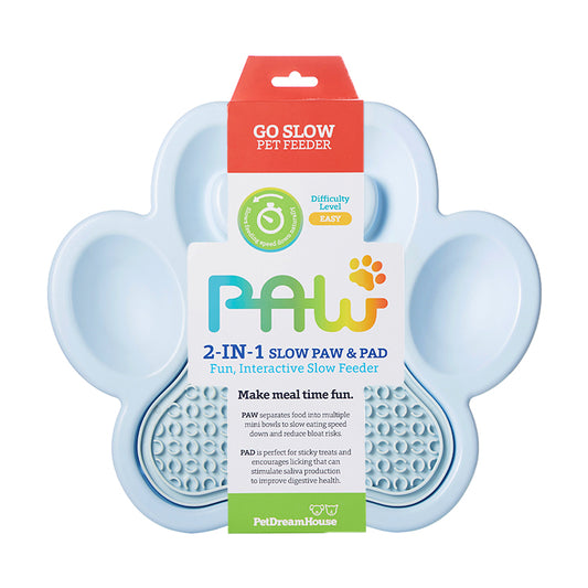 PAW 2-in-1 Lick Pad with Slow Feeder Plate – Baby Blue