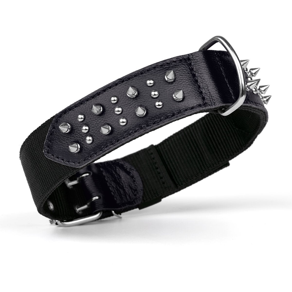 Leather + Nylon Spike Collar