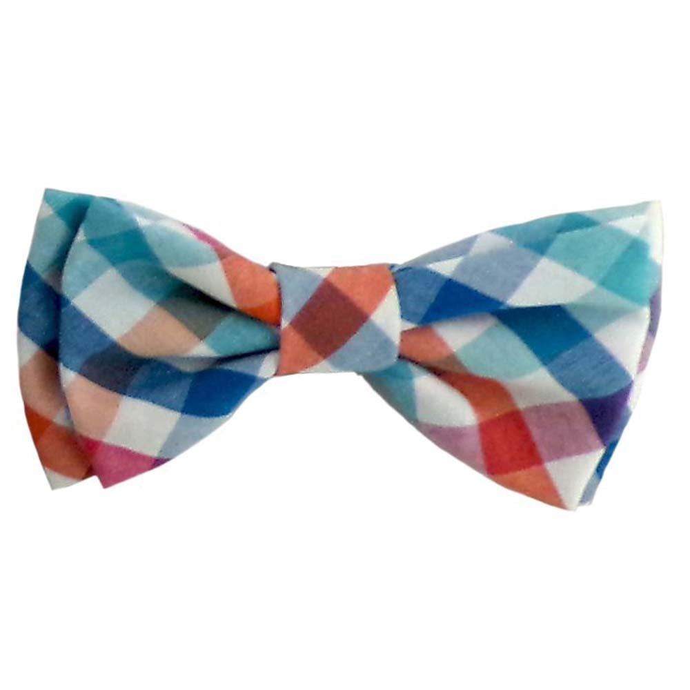 Blue Green Check Bow Tie