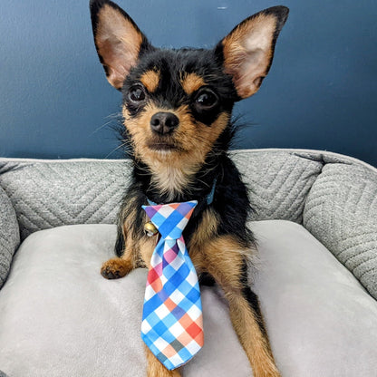 Blue Green Check Long Tie