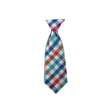 Blue Green Check Long Tie