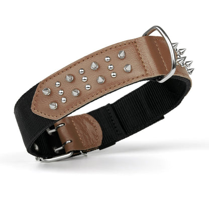 Leather + Nylon Spike Collar