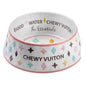 White Chewy Vuiton Dog Bowl - 3 Sizes