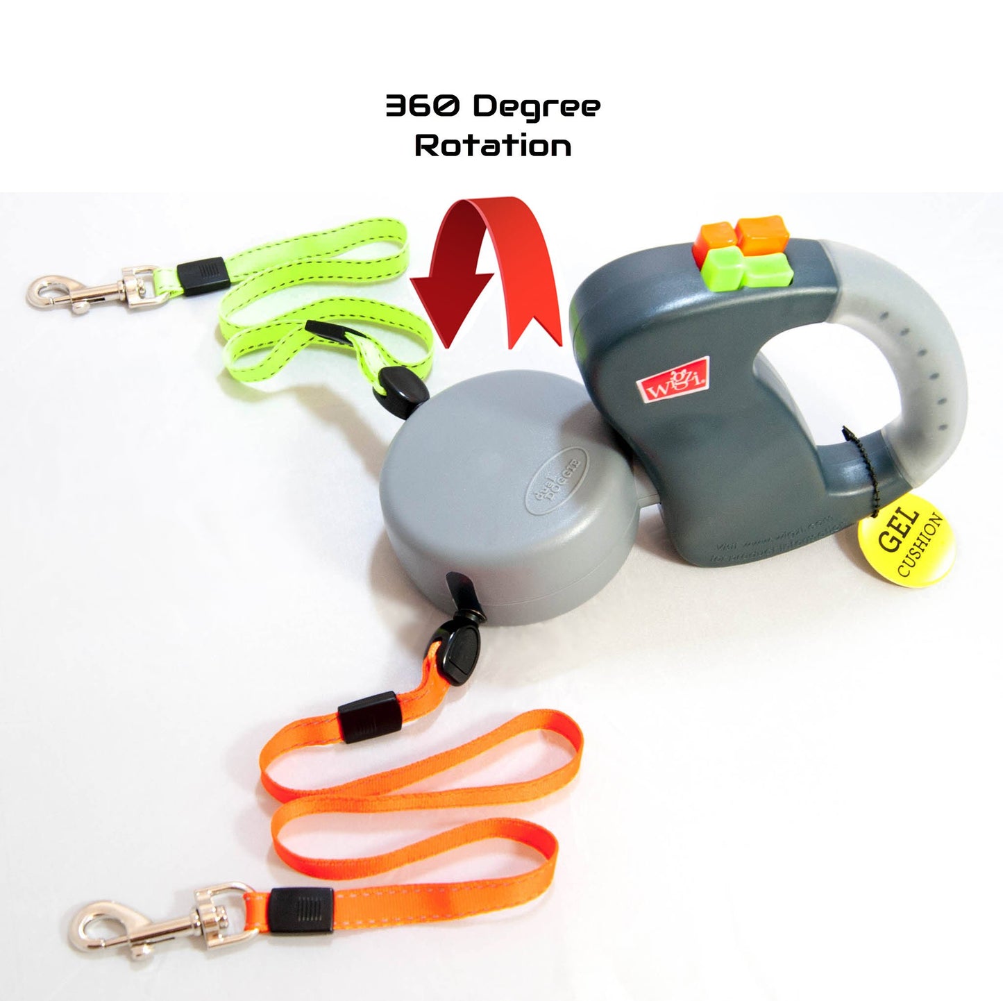 Dual Doggie Gel Handle Two Dog Retractable Dog Leash