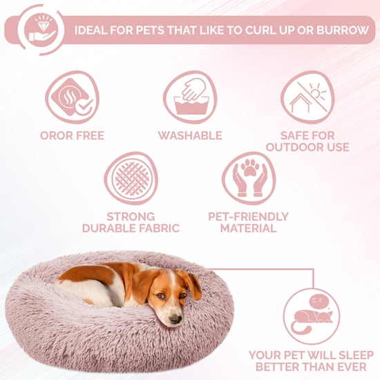 Super Lux Shaggy Fur Donut Bolster Pet Bed