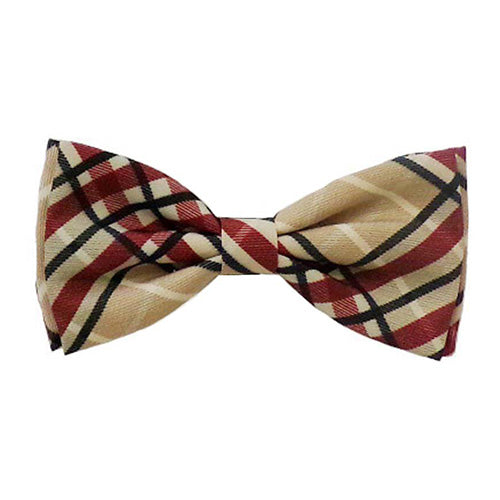 Tan Plaid Bow Tie XL