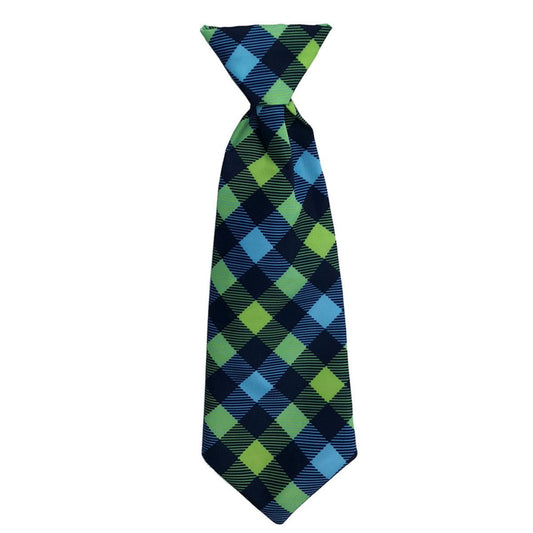 Navy Check Long Tie