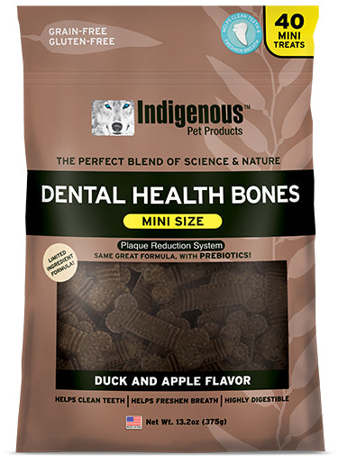 Indigenous Dental Health Bones Duck and Apple Flavor Mini 40ct