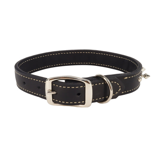 Circle T Oak Tanned Leather Double-Ply Spiked Dog Collar