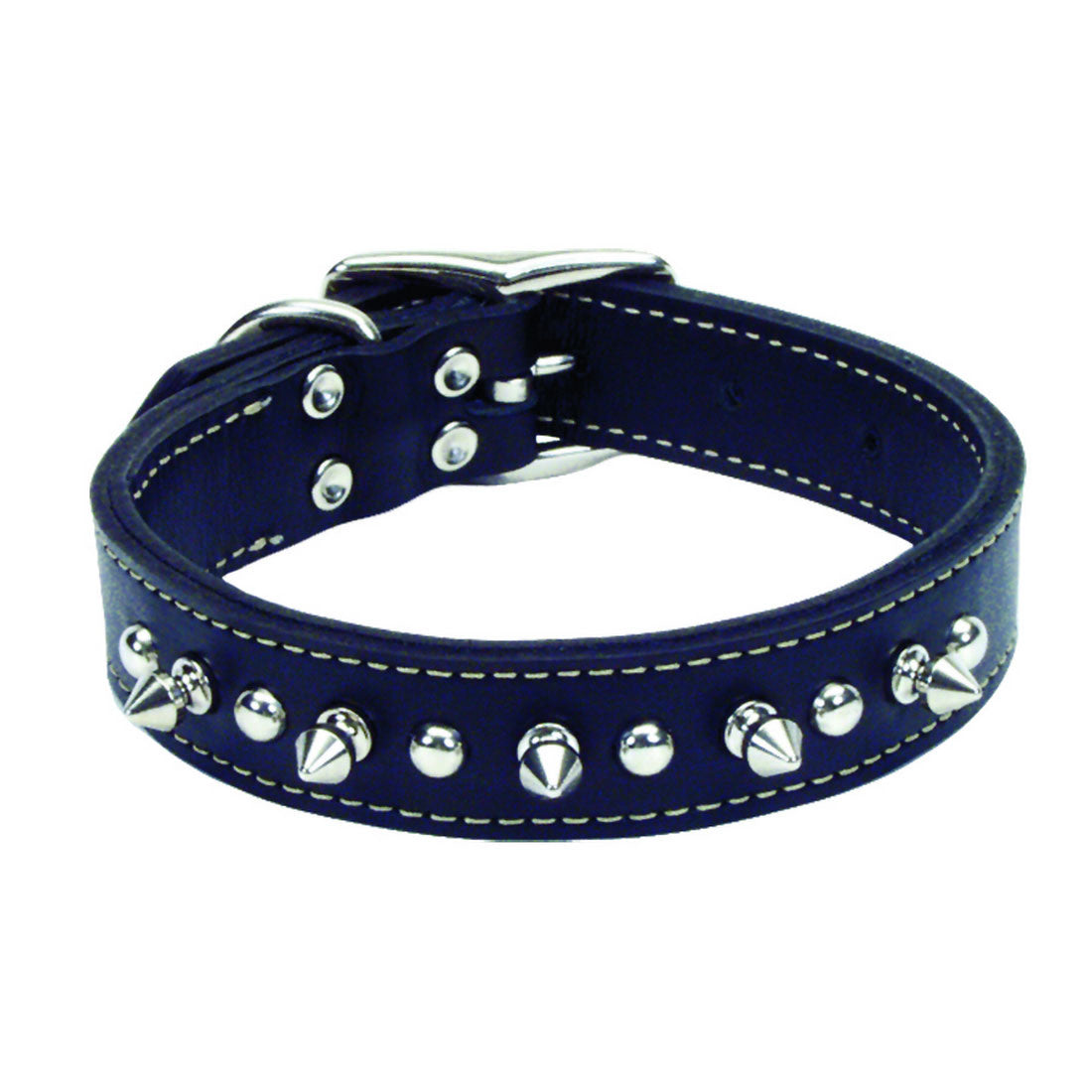 Circle T Oak Tanned Leather Double-Ply Spiked Dog Collar