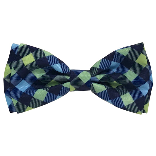 Navy Check Bow Tie