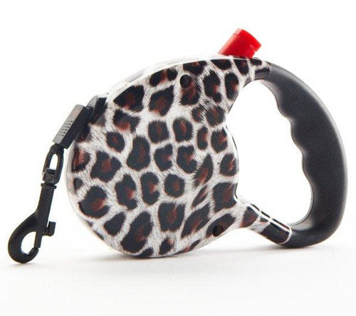 Retractable Leash Snow Leopard Print