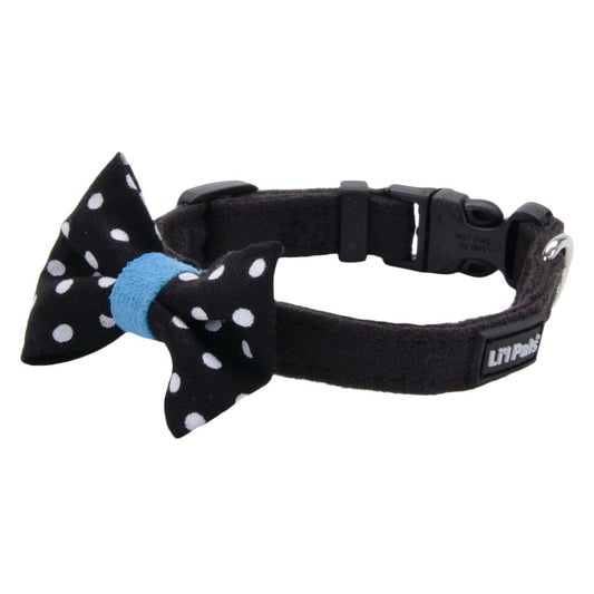 Li'l Pals Microfiber Collar Black with Dots