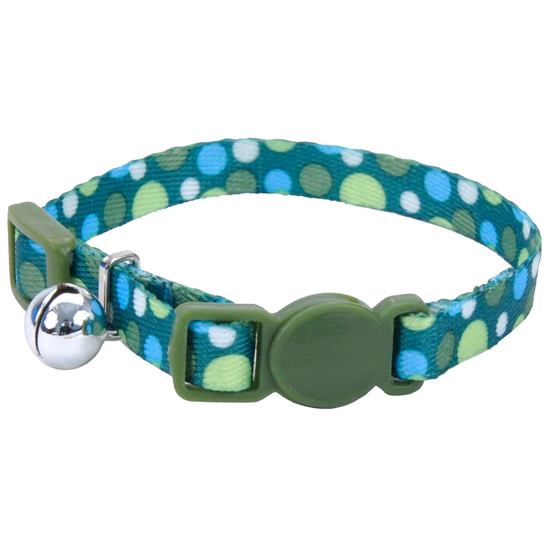Adjustable Breakaway Kitten Collar Green Dots