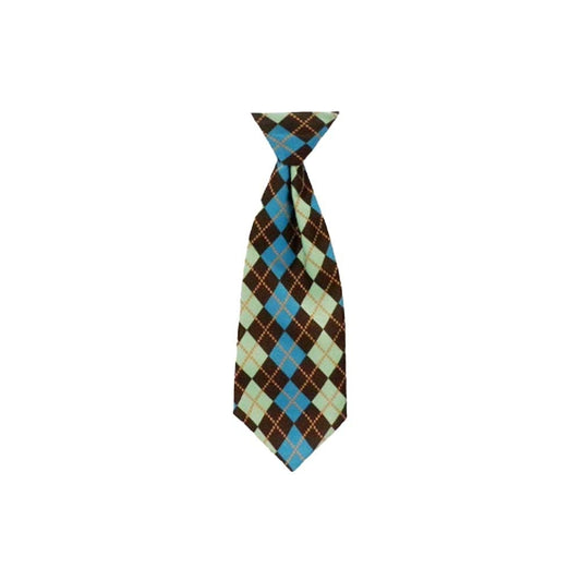 Teal Argyle Long Tie