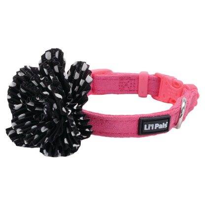 Li'l Pals Microfiber Collar Pink with Black Flower