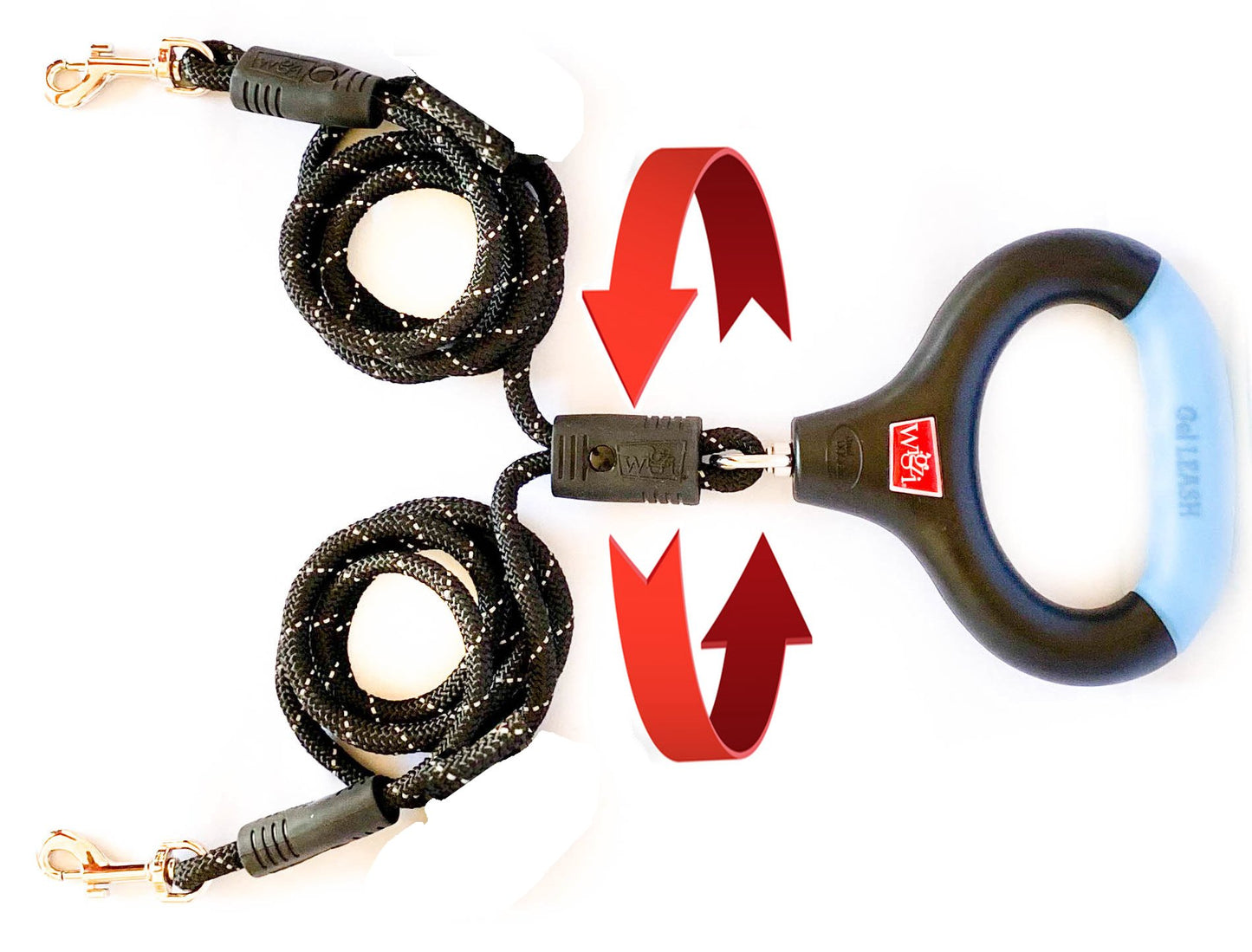Dual Doggie Rope Leash With Gel Handle