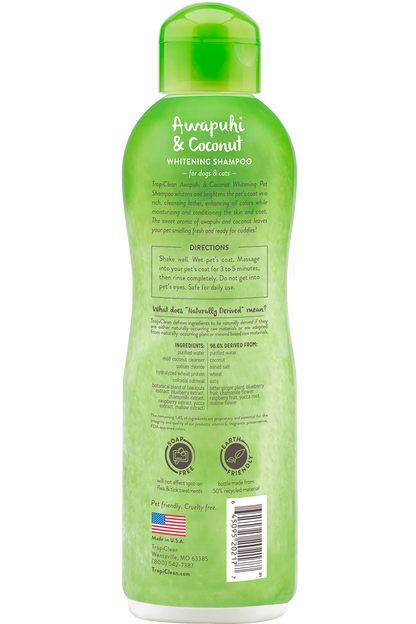 TropiClean Awapuhi & Coconut Pet Shampoo (Whitening)