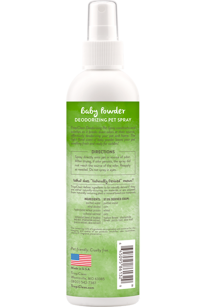 TropiClean Baby Powder Deodorizing Spray for Pets