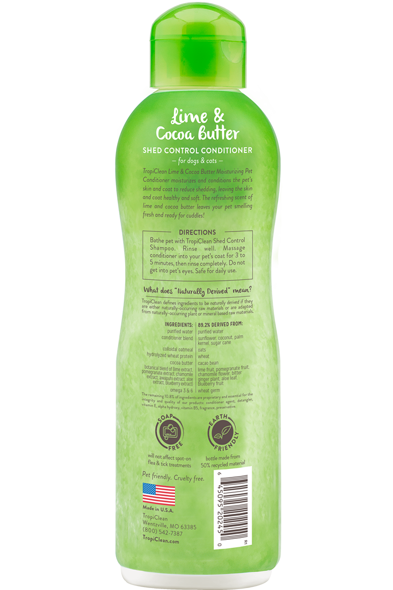 TropiClean Lime & Cocoa Butter Pet Conditioner (Shed Control)